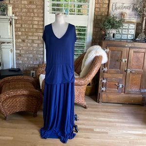 TORRID NAVY SHREDDED JERSEY MAXI DRESS PLUS 3X NEW